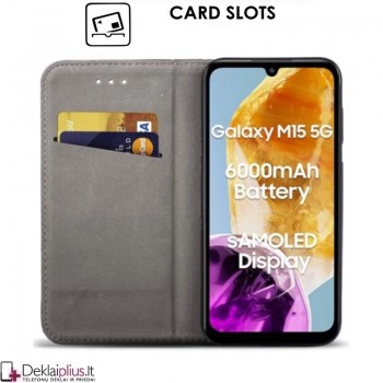 Telone atverčiamas dėklas - auksinės spalvos (Samsung Galaxy M15 5G) Telone atverčiamas dėklas - auksinės spalvos (Samsung Galaxy M15 5G)